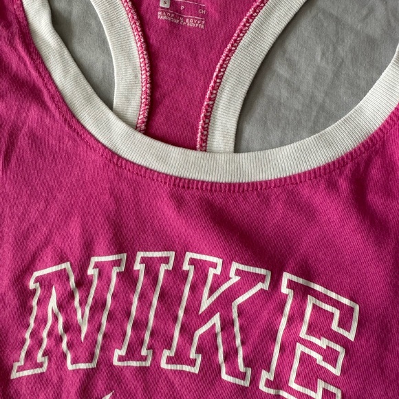 Nike Tee Women M Pink Racer Back Active Wear Workout Logo Spell Out size small - Picture 6 of 10